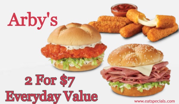 Arbys 2 for $7 Value Menu