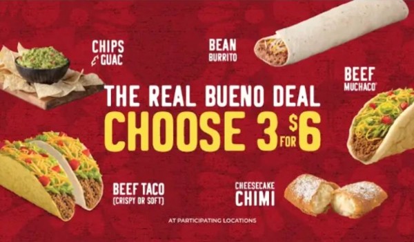 Taco Bueno 3 For $6 Menu